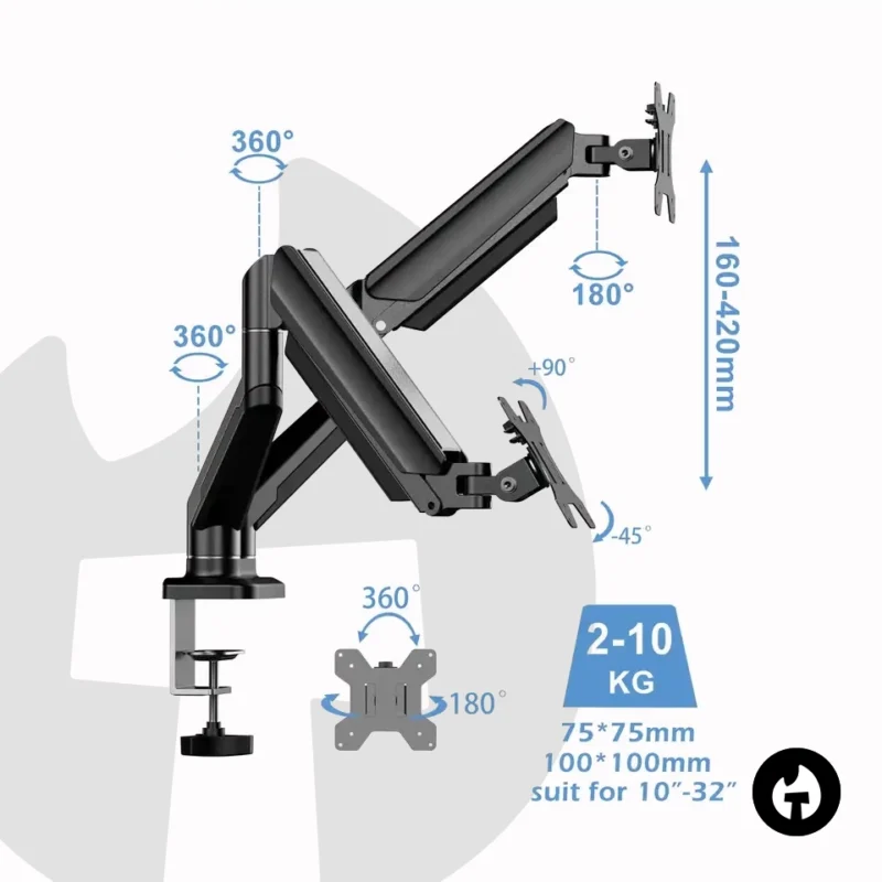 Dual Gas Spring Monitor Stand