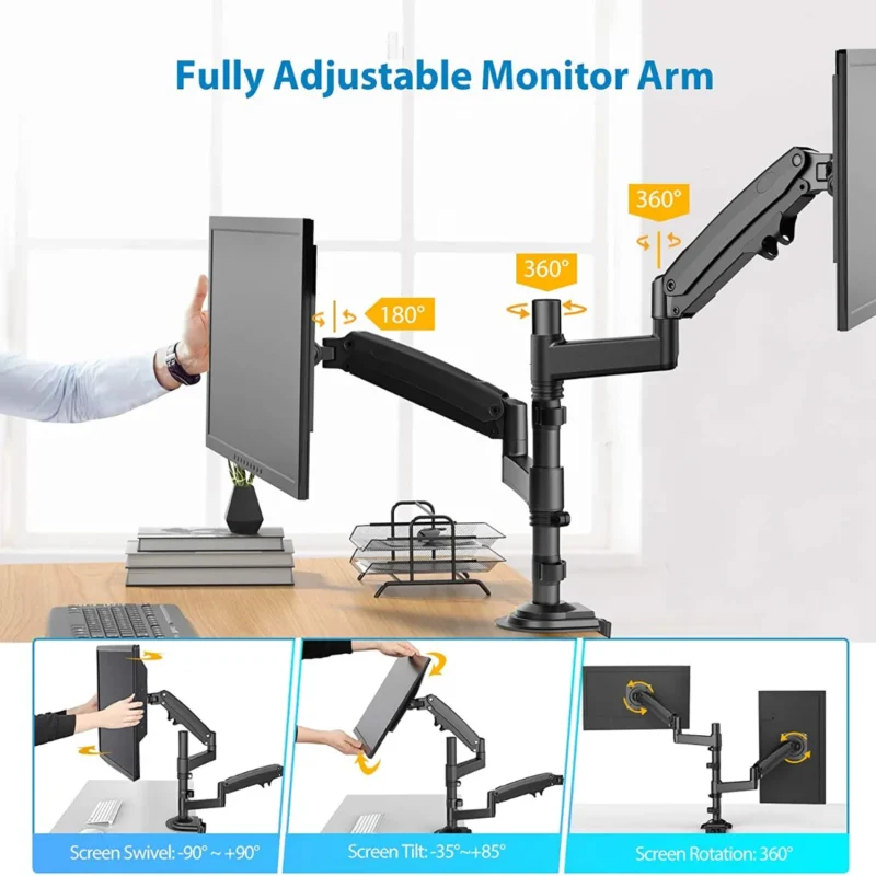 Dual Gas Spring Monitor Pole Arm