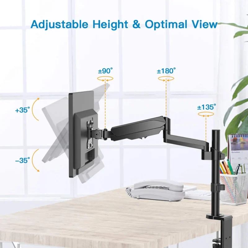 Dual Gas Spring Monitor Pole Arm