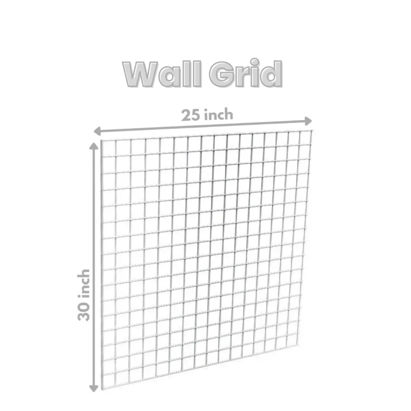 White Wall Grid with 1 Grid Tray and 2 Hooks for Wall Decoration