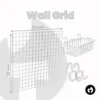 White Wall Grid with 1 Grid Tray and 2 Hooks for Wall Decoration