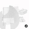 White Wall Grid with 1 Grid Tray and 2 Hooks for Wall Decoration