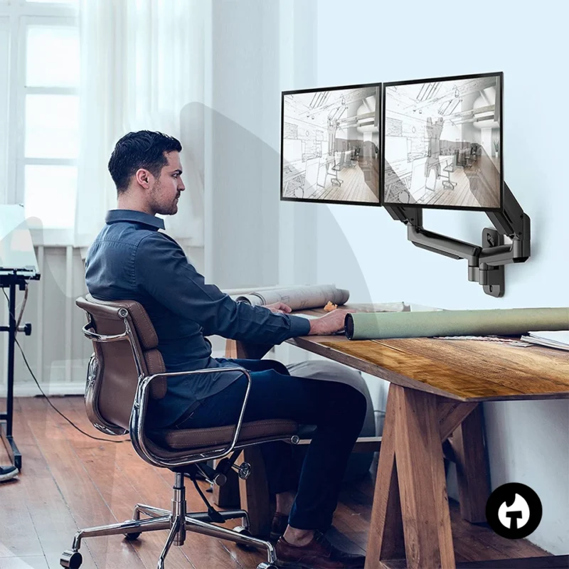 Dual Gas Spring Monitor Wall Mount