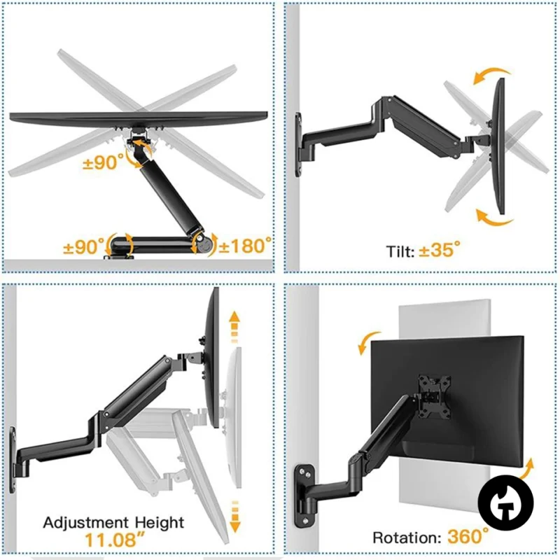 Single Gas Spring Wall Mount