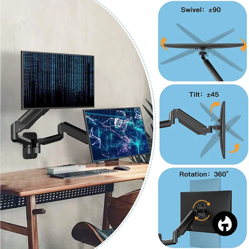 Dual Gas Spring Monitor Wall Mount