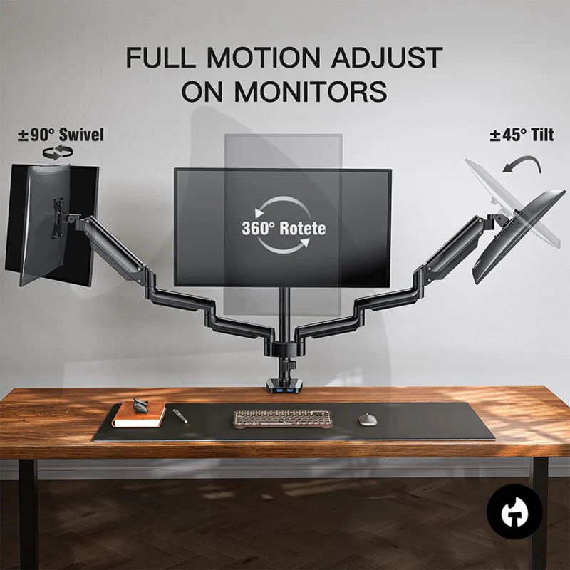 Triple Gas Spring Monitor Arm
