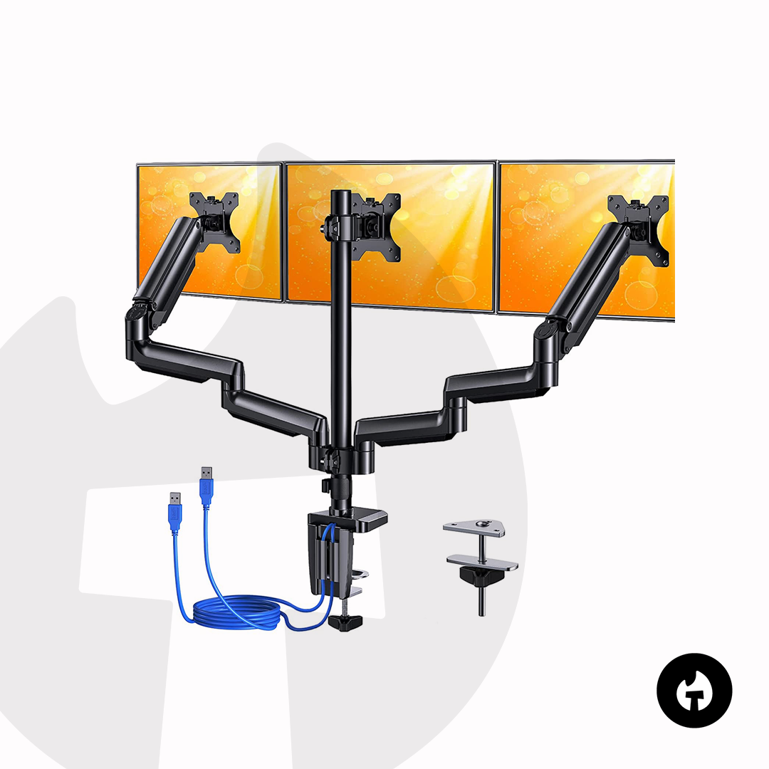 Triple Gas Spring Monitor Arm