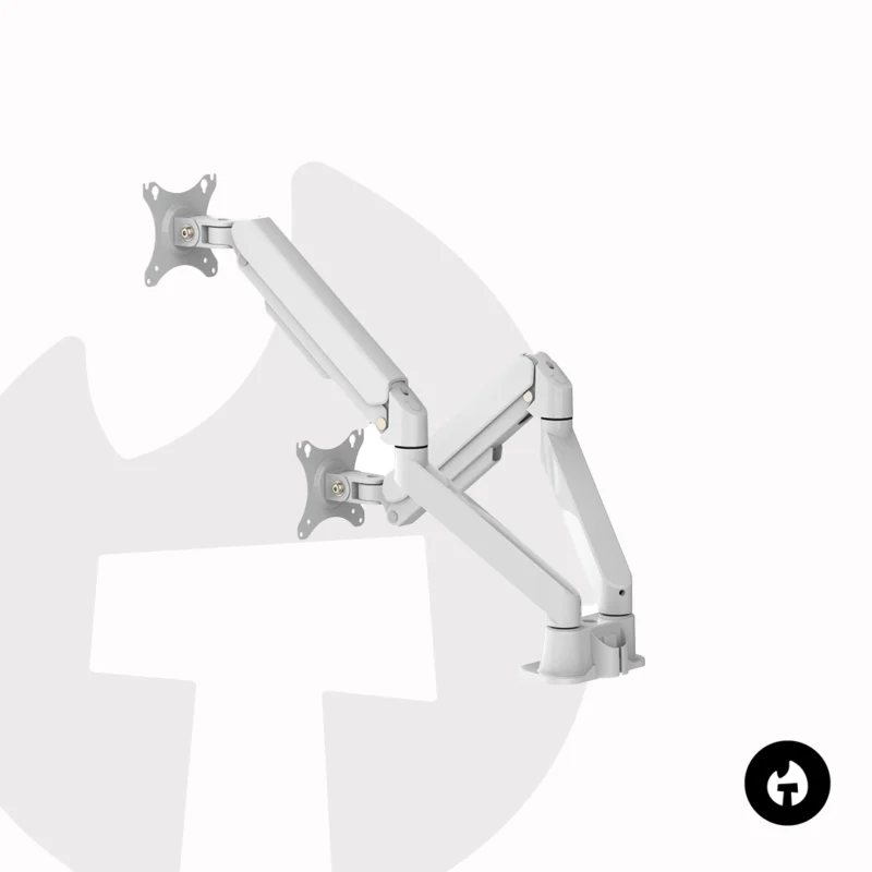 White Dual Gas Spring Monitor Arm