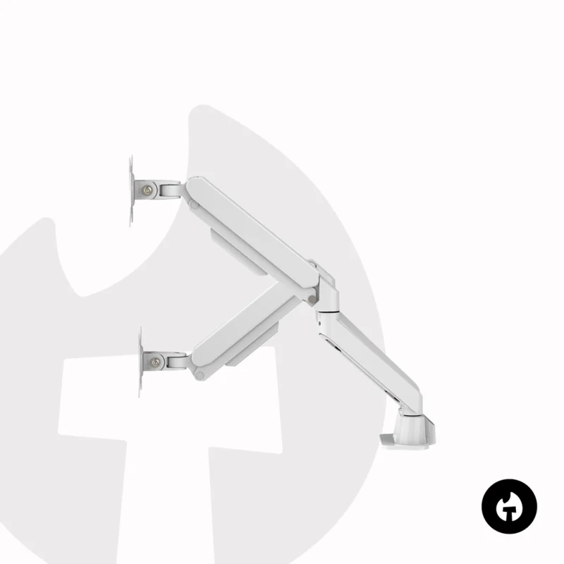 White Dual Gas Spring Monitor Arm