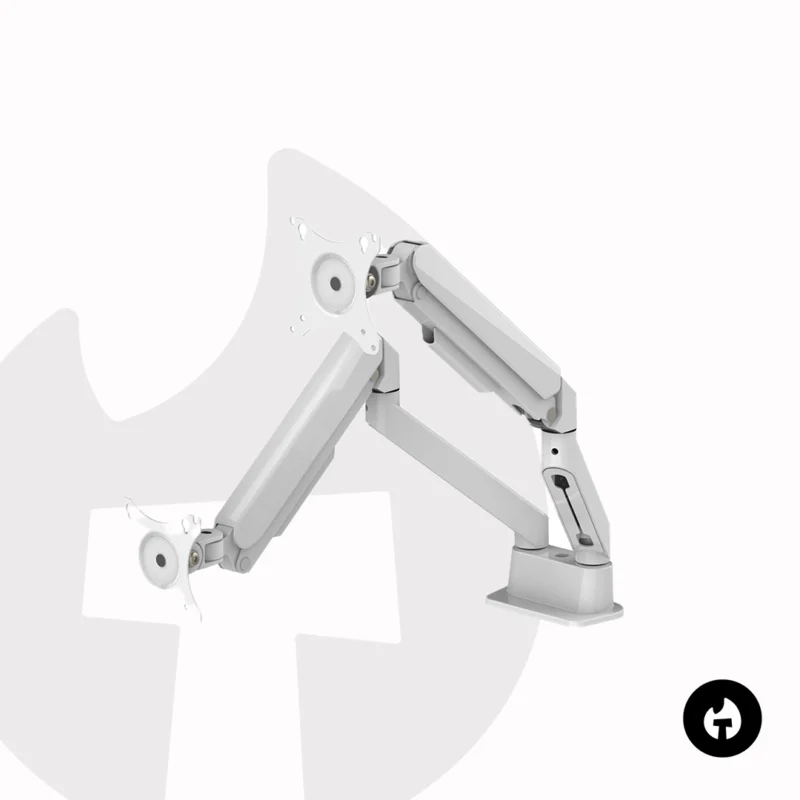 White Dual Gas Spring Monitor Arm