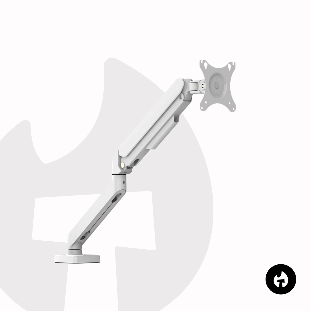 White Single Gas Spring Monitor Arm