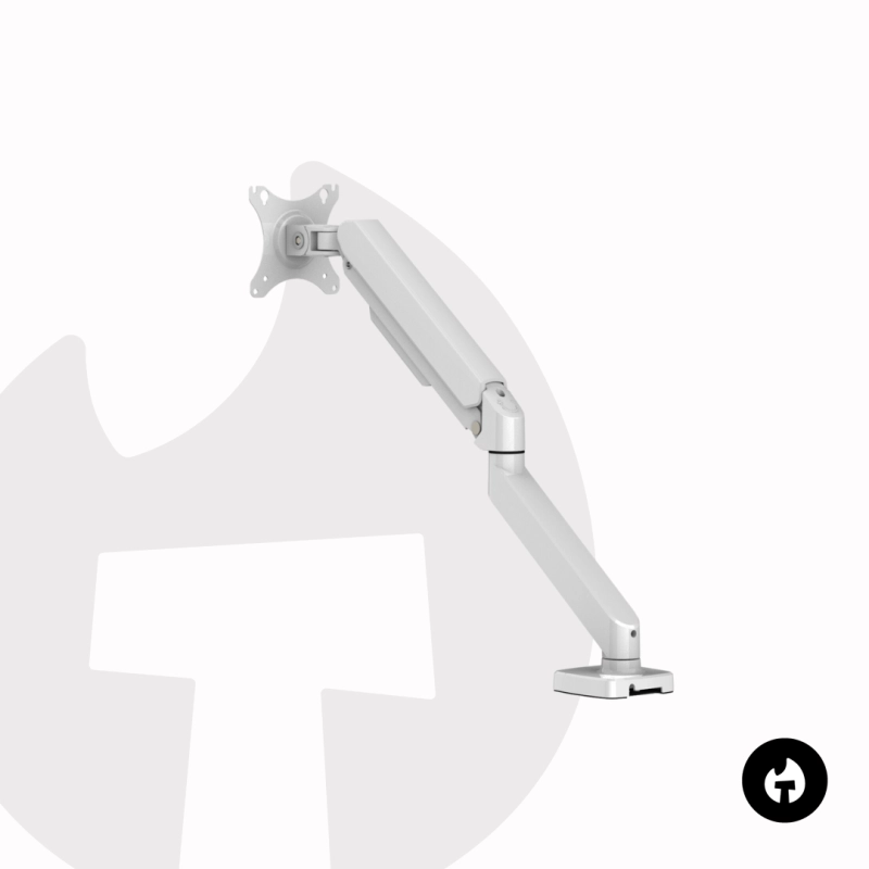 White Single Gas Spring Monitor Arm