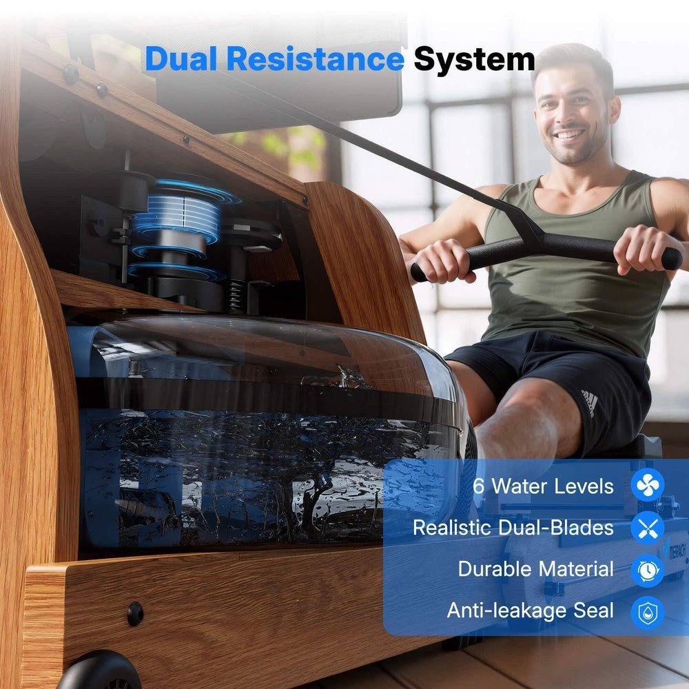 MERACH 950 Dual Resistance Water Rower Machine