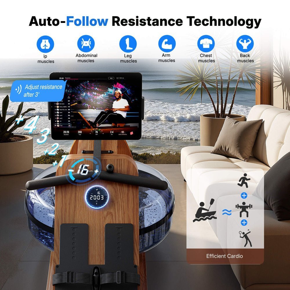 MERACH 950 Dual Resistance Water Rower Machine
